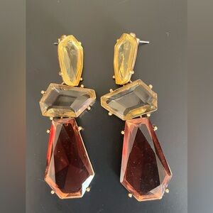 Zara Gold and Red Geometric Earrings